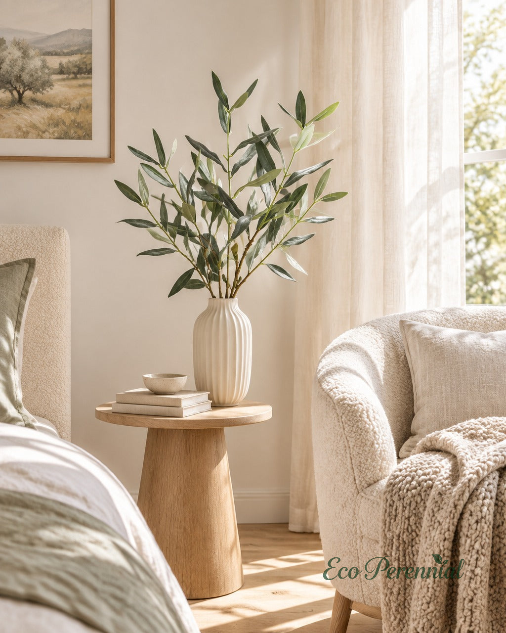 Flocked Faux Olive Branches Without Fruit | 18.5", 38" & 40" | Artificial Greenery | Eco Perennial
