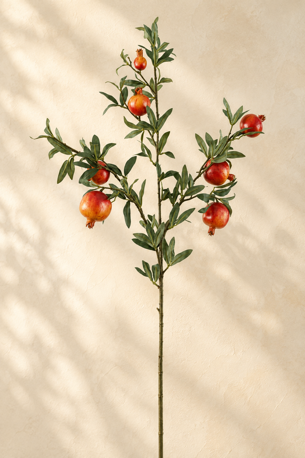 Realistic Faux Pomegranate Branch | 32.3" Artificial Pomegranate Stem with 7 Fruits | Artificial Greenery | Eco Perennial
