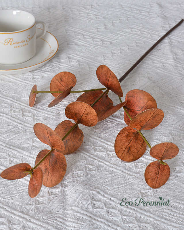 Close-up view of a faux eucalyptus branch - Eco Perennial