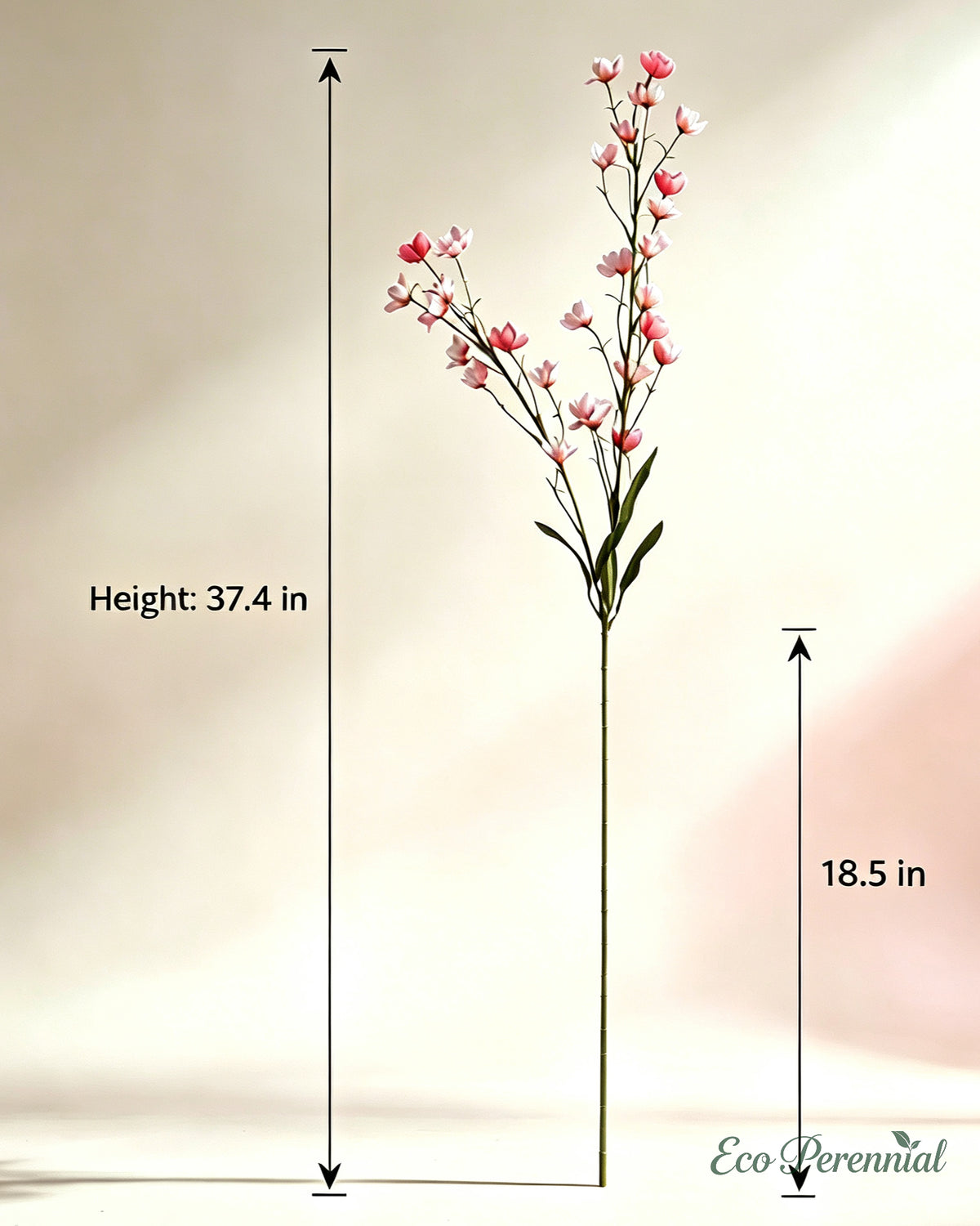 Eco Perennial 37.4 inch (95 cm) tall 2-branch artificial bell flower stem dimension specification