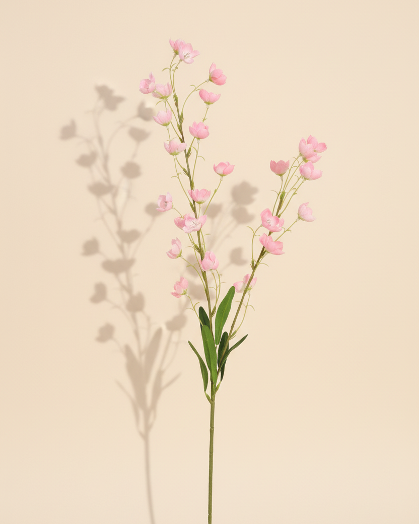Eco Perennial single 37.4" tall artificial soft pink bell flower branch with natural gradient