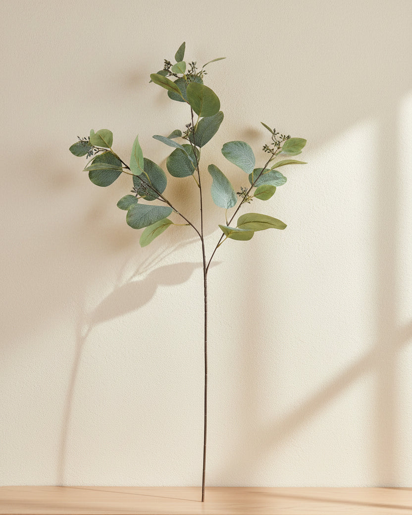 Faux seeded eucalyptus branches full stem product view - Eco Perennial