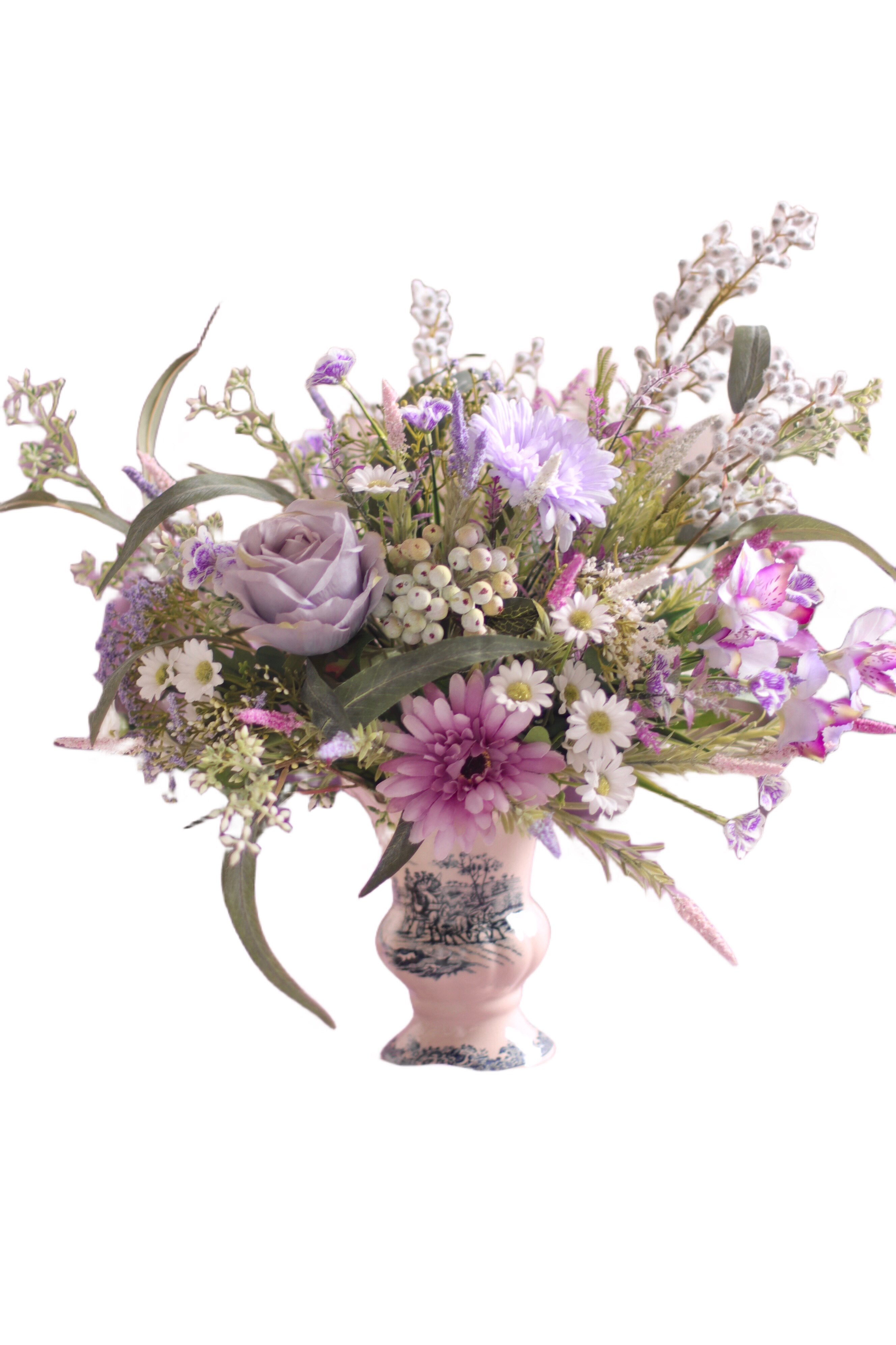 "Provence Wild" | French Country Meadow Silk Bouquet | Realistic Faux Silk Flowers for Home Decor - Eco Perennial