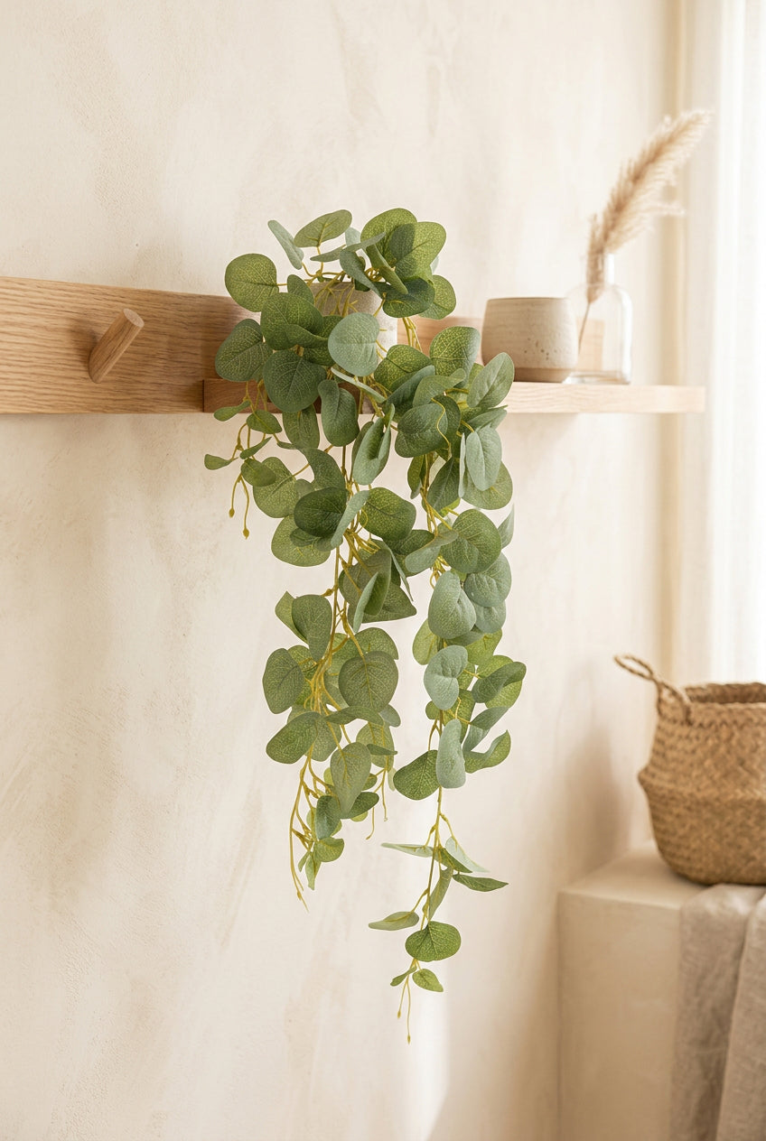 30" Trailing Coin Leaf Eucalyptus Vines | Hanging Faux Greenery Stems | Artificial Greenery | Eco Perennial