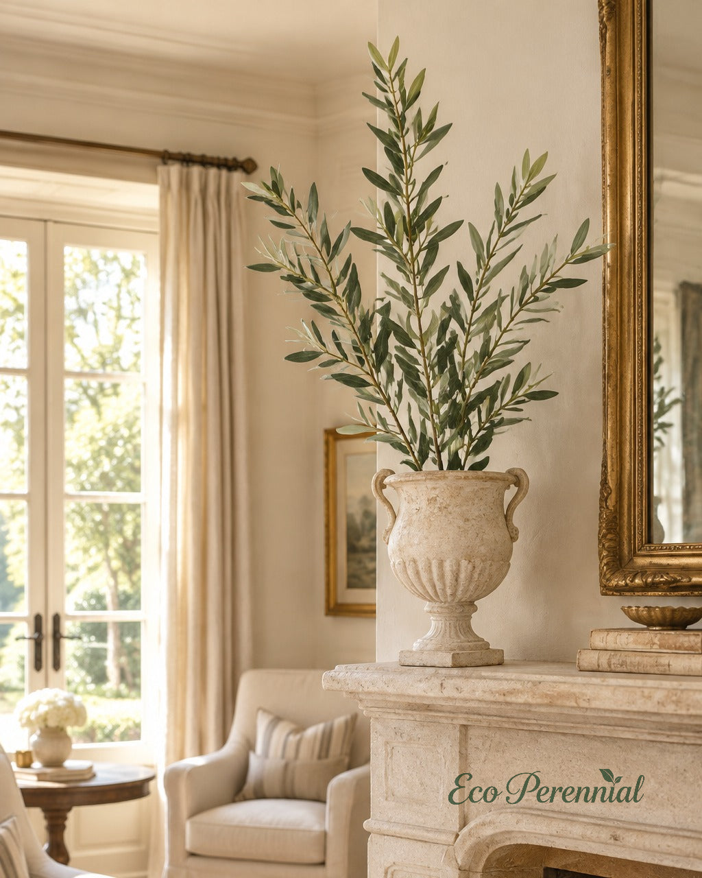 Flocked Faux Olive Branches Without Fruit | 18.5", 38" & 40" | Artificial Greenery | Eco Perennial