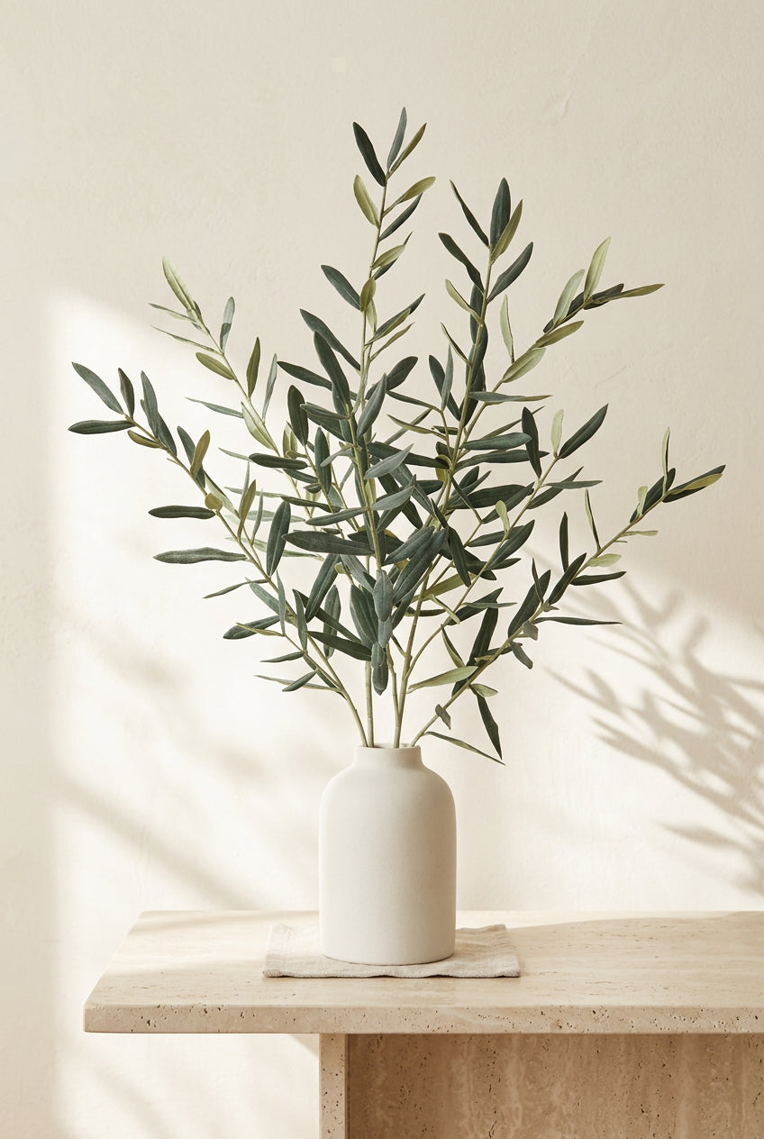 35.4" Flocked Faux Olive Branches | Greenery Stems | Artificial Greenery | Eco Perennial