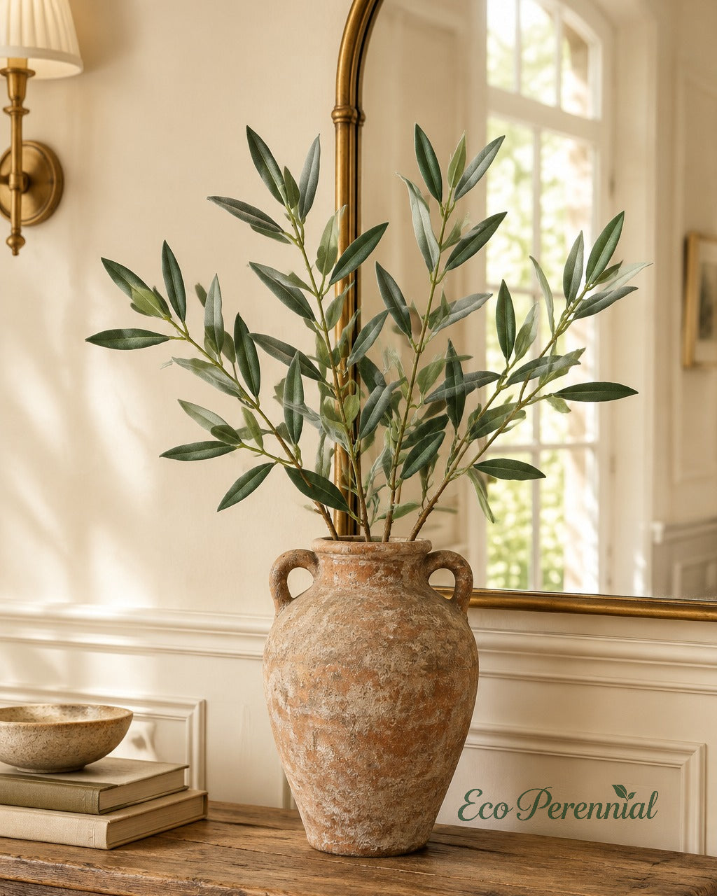 Flocked Faux Olive Branches Without Fruit | 18.5", 38" & 40" | Artificial Greenery | Eco Perennial