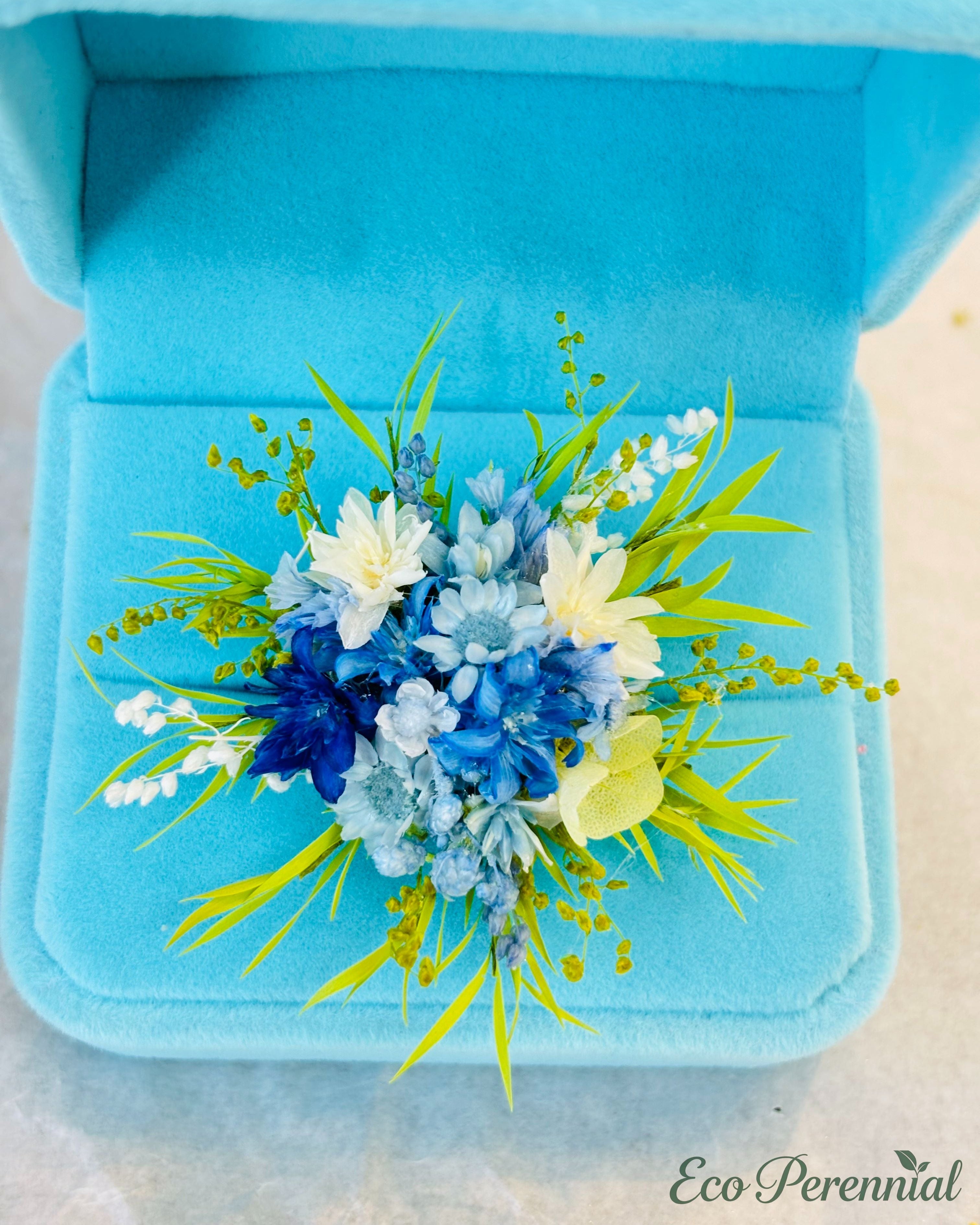 Ocean Blue Preserved Flower Ring – Handcrafted Eternal Floral Jewelry | Jewelry | Eco Perennial