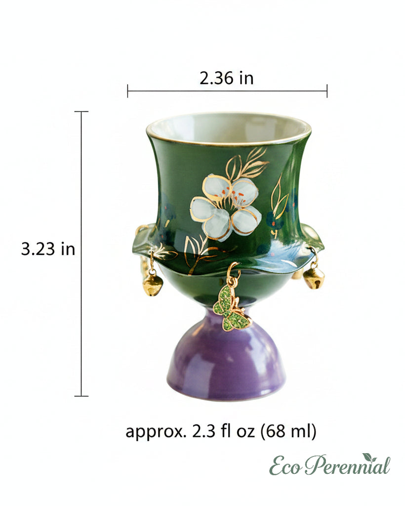 Jasmine ceramic teacup dimensions 2.36 in width 3.23 in height 68 ml capacity — Eco Perennial