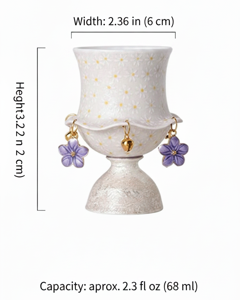 Lavender ceramic gongfu tea cup dimensions 2.36 in width 3.23 in height 68 ml — Eco Perennial