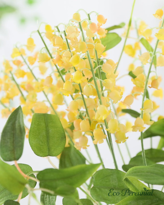 Light blue artificial bell flower stems showing delicate blossom texture - Eco Perennial
