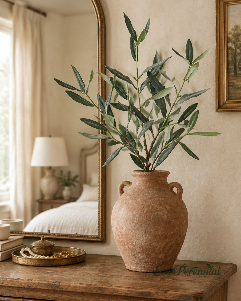 Flocked Faux Olive Branches Without Fruit | 18.5", 38" & 40" | Artificial Greenery | Eco Perennial