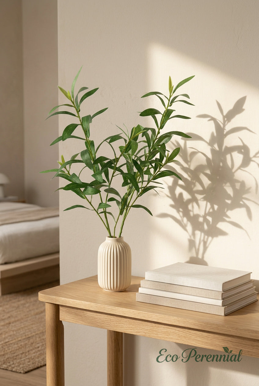 Realistic Faux Olive Branches | Seamless, Shed-Resistant Stems | 18.9" & 23.6" | Artificial Greenery | Eco Perennial