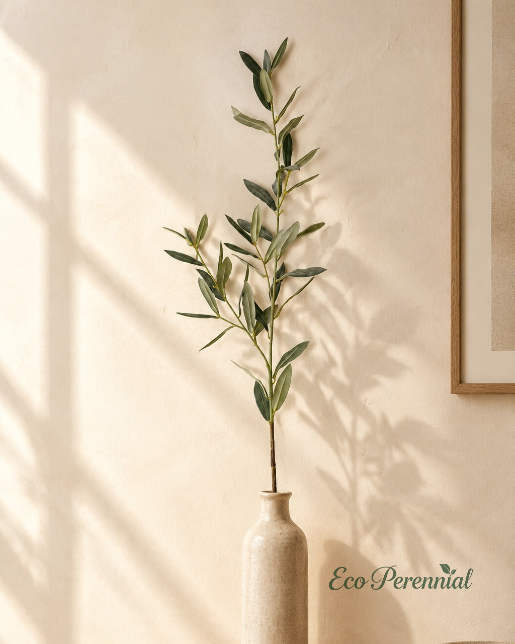 Flocked Faux Olive Branches Without Fruit | 18.5", 38" & 40" | Artificial Greenery | Eco Perennial