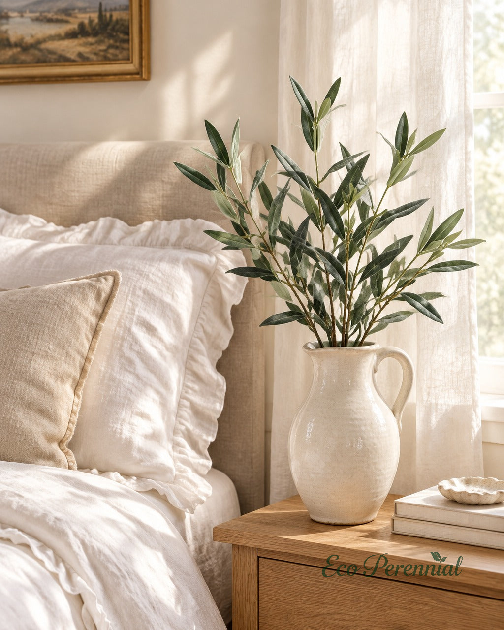 Flocked Faux Olive Branches Without Fruit | 18.5", 38" & 40" | Artificial Greenery | Eco Perennial