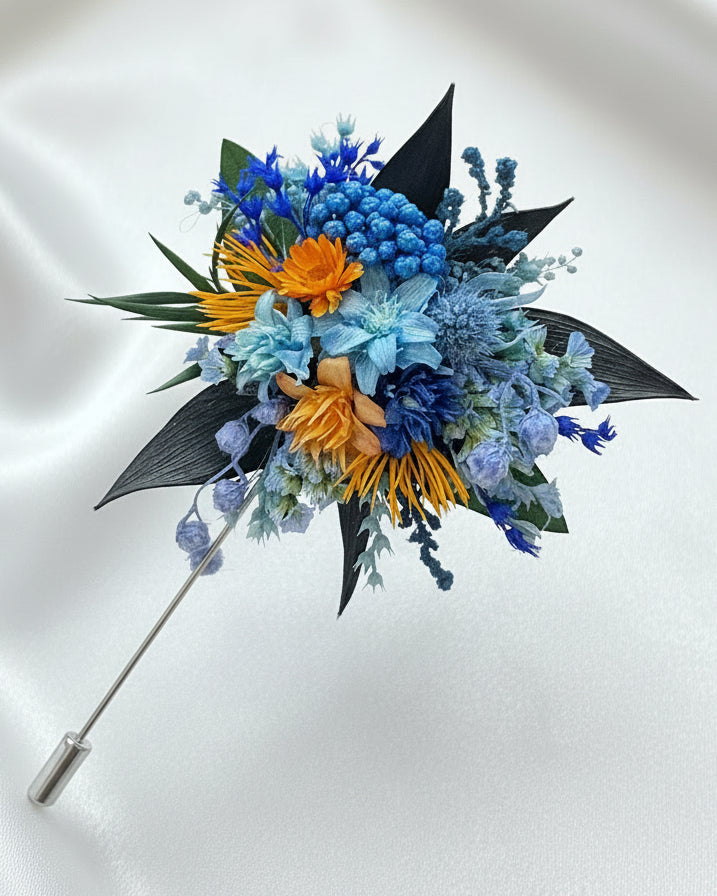 Handcrafted Preserved Flower Corsage Brooch | Wedding & Graduation Floral Pin | Realistic Faux Silk Flowers for Home Decor - Eco Perennial