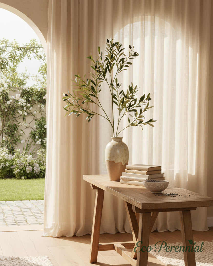 Realistic 39 inch artificial olive branch with lifelike leaves