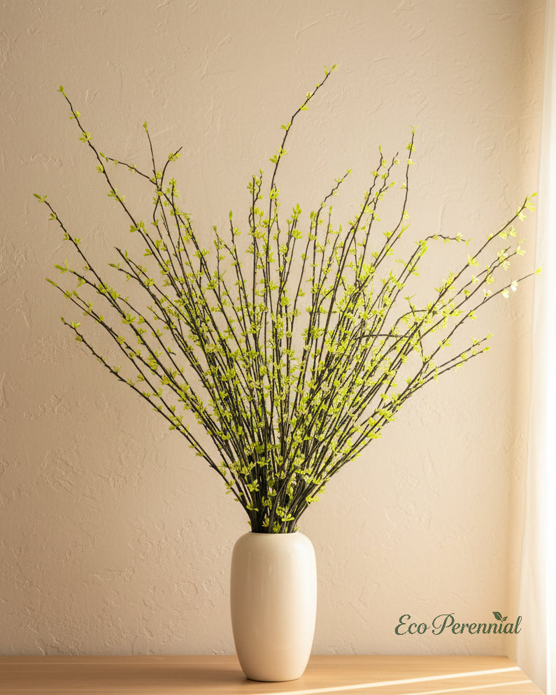 Realistic artificial greenery branch for tabletop and console decor
