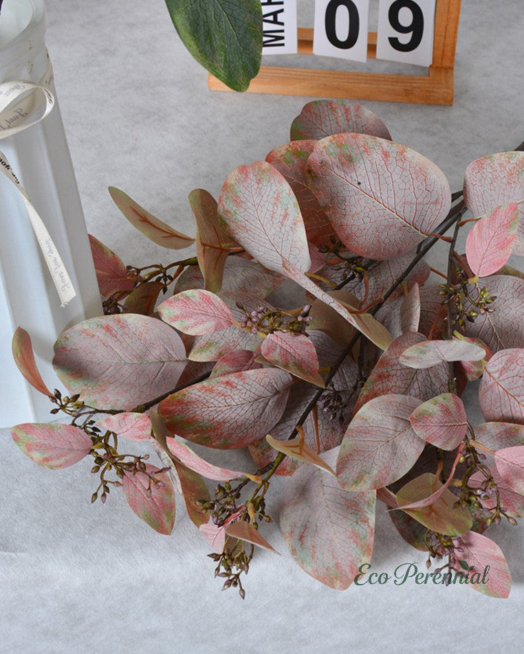 Realistic faux eucalyptus leaves showcasing organic texture - Eco Perennial