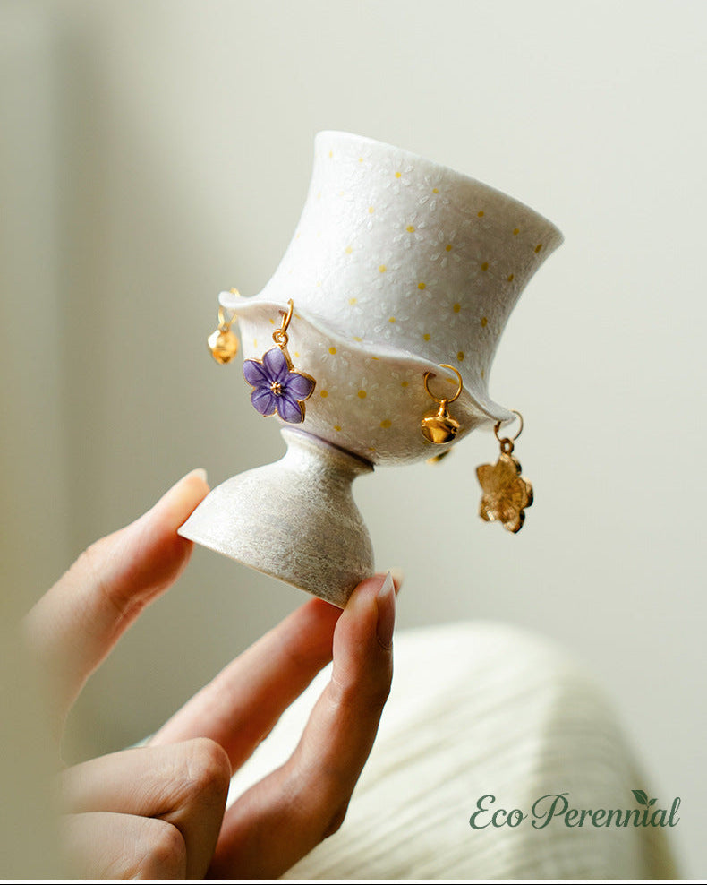 Ruffled rim lavender ceramic gongfu tea cup smooth rounded edge — Eco Perennial