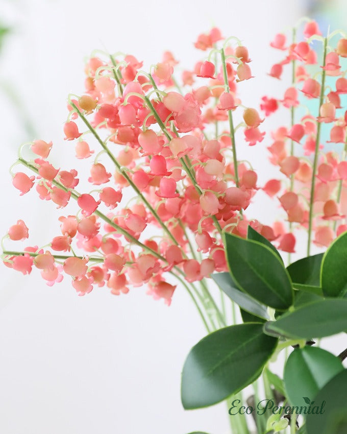 Soft blush pink artificial lily of the valley stem bundle detail - Eco Perennial