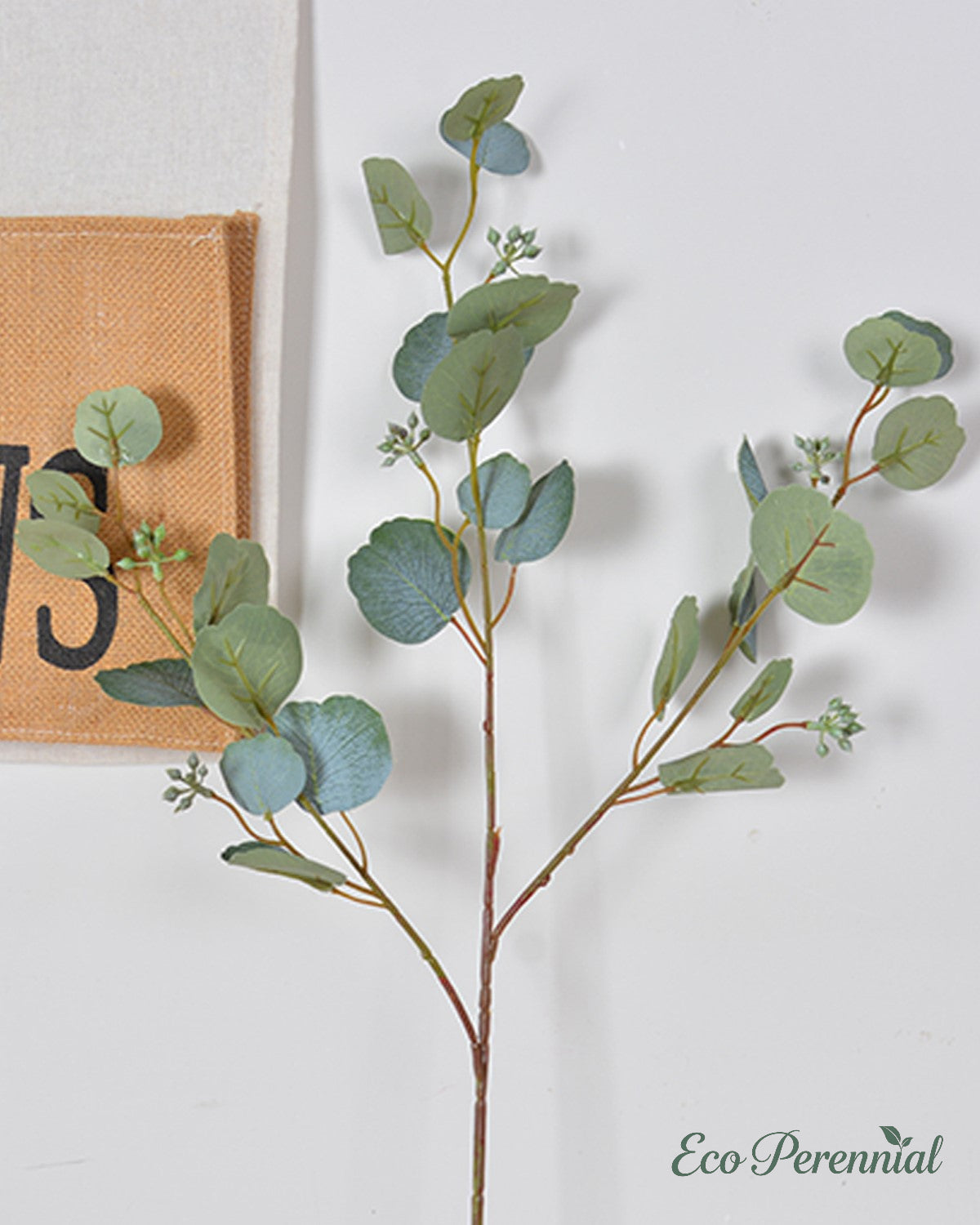 Two-piece bundle of 27.5-inch artificial seeded eucalyptus stems - Eco Perennial