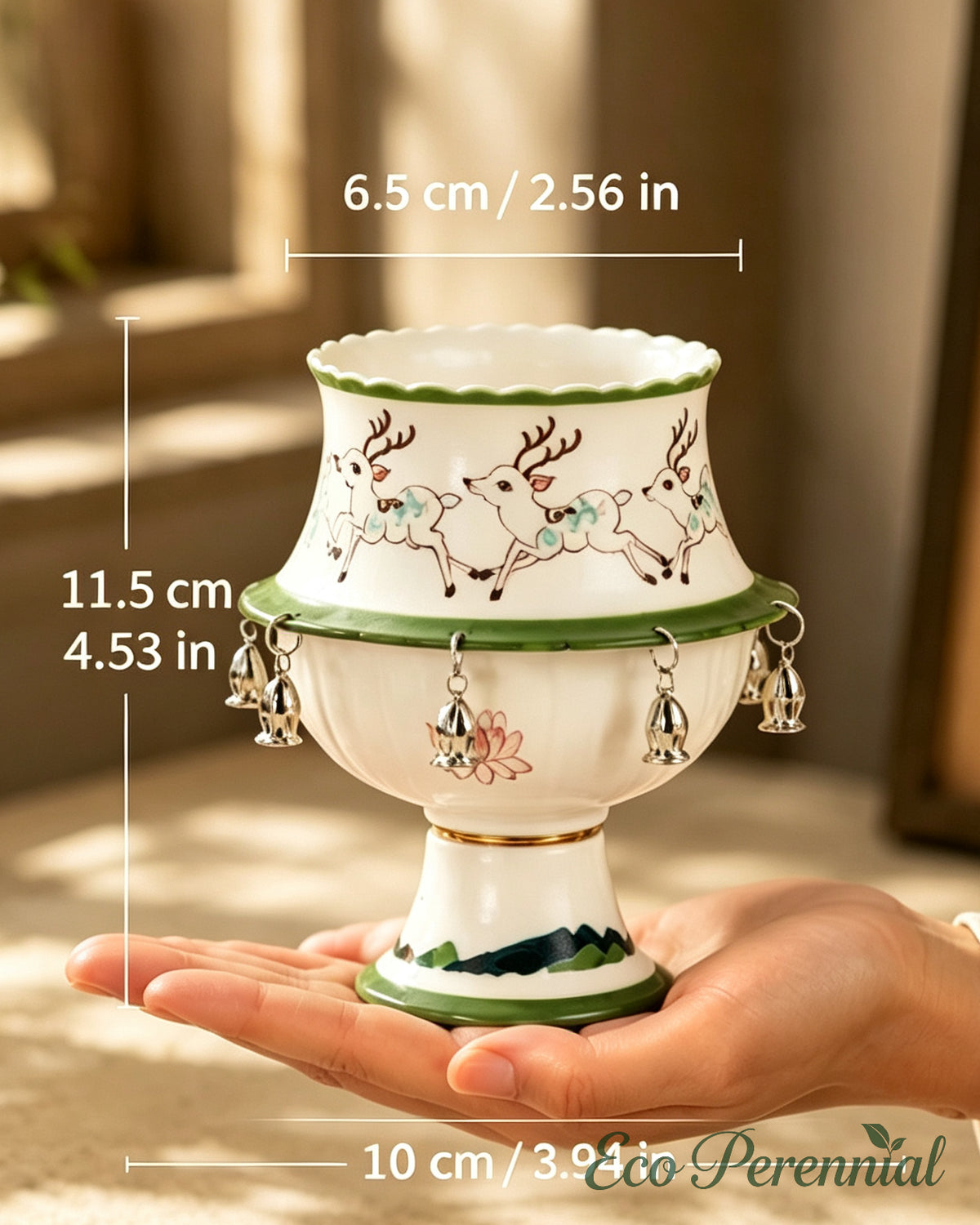 Unique animated deer spinning ceramic teacup gift for nature lovers