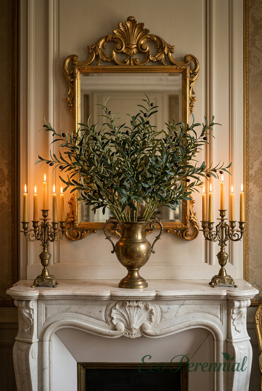 37" Faux Olive Branches | 6-Fork Mediterranean Stems | Artificial Greenery | Eco Perennial