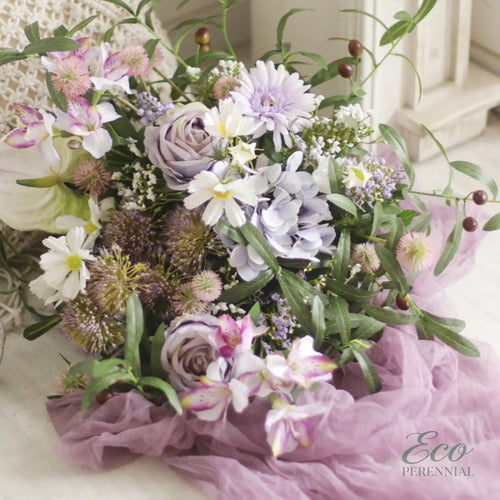 "Amethyst Dream" | Serene Lavender French Bouquet | Realistic Faux Silk Flowers for Home Decor - Eco Perennial