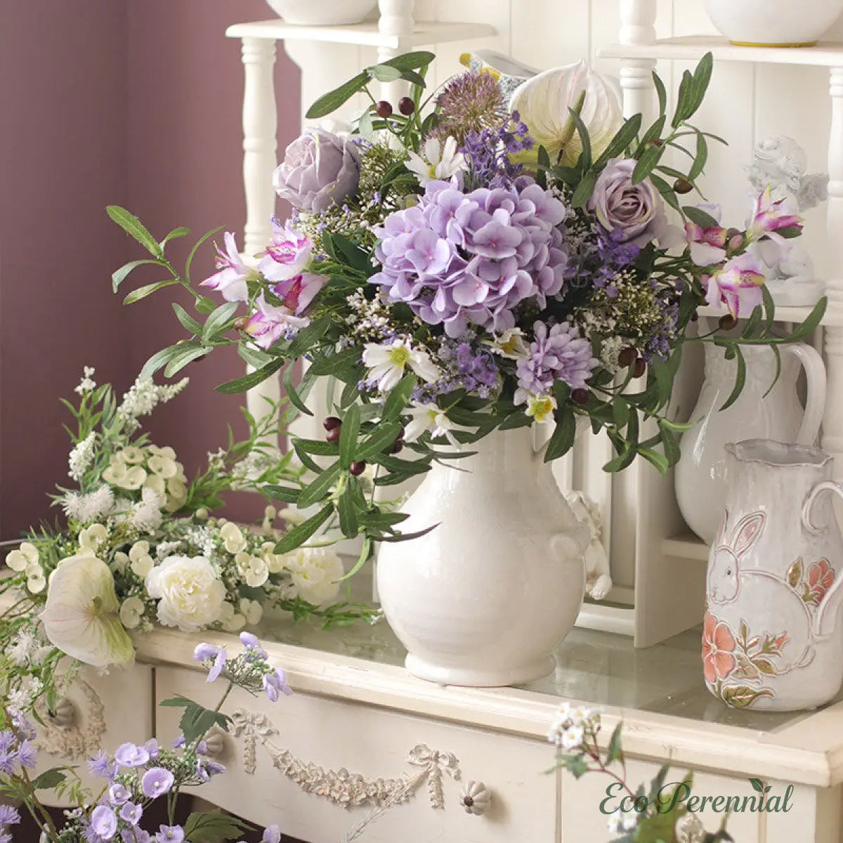 "Amethyst Dream" | Serene Lavender French Bouquet | Realistic Faux Silk Flowers for Home Decor - Eco Perennial