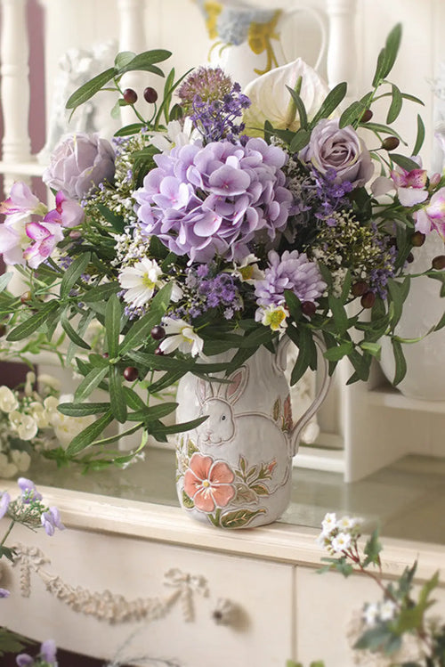 "Amethyst Dream" | Serene Lavender French Bouquet "Amethyst Dream" French Style Silk Bouquet Only | Realistic Faux Silk Flowers for Home Decor - Eco Perennial