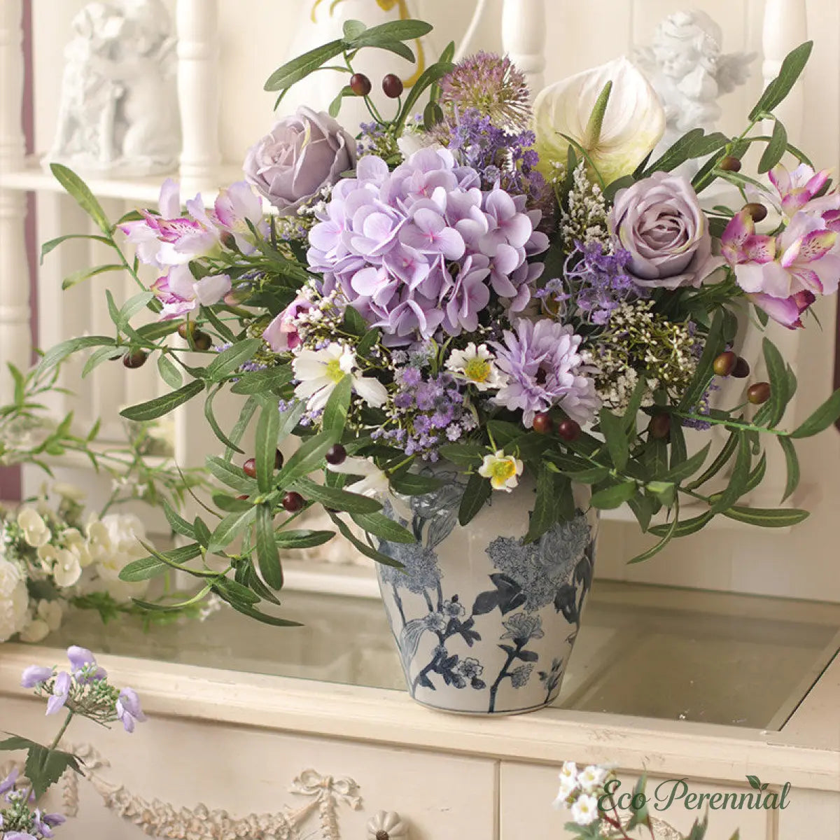 "Amethyst Dream" | Serene Lavender French Bouquet | Realistic Faux Silk Flowers for Home Decor - Eco Perennial