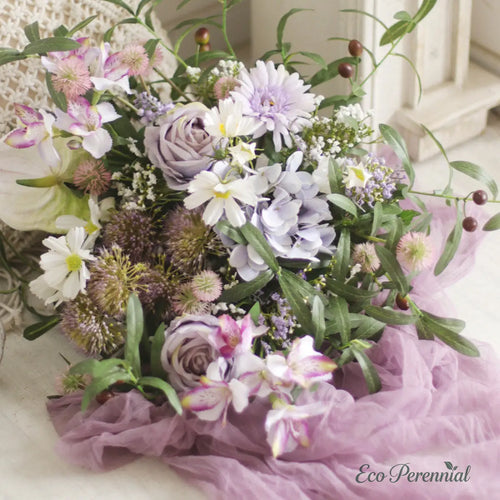 "Amethyst Dream" | Serene Lavender French Bouquet | Realistic Faux Silk Flowers for Home Decor - Eco Perennial