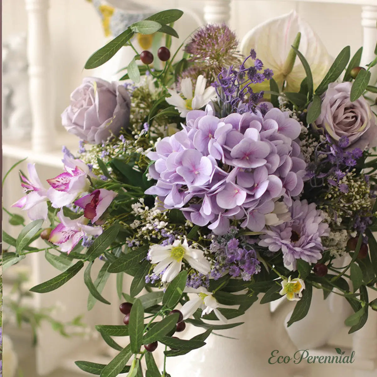 "Amethyst Dream" | Serene Lavender French Bouquet | Realistic Faux Silk Flowers for Home Decor - Eco Perennial