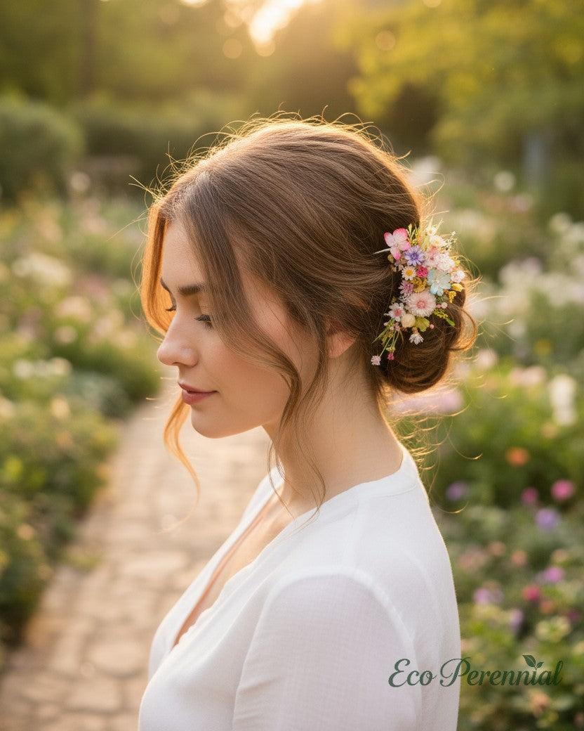 Handcrafted Preserved Flower Hair Fork | Spring Wildflower - Eco Perennial | Hair Accessories | Eco Perennial