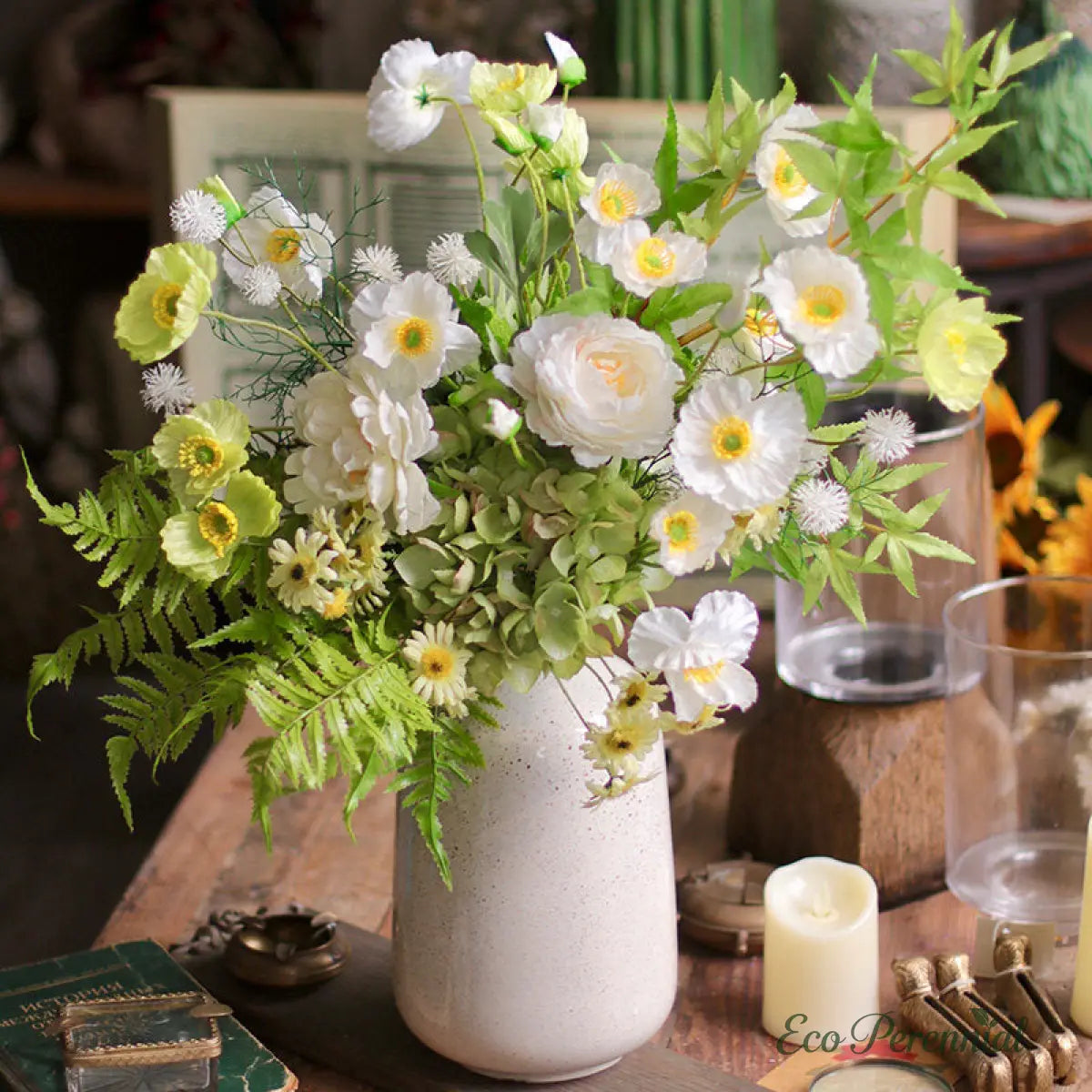 "Antique Mauve" Artisan Bouquet | Moody Dusty Rose Arrangement | Realistic Faux Silk Flowers for Home Decor - Eco Perennial