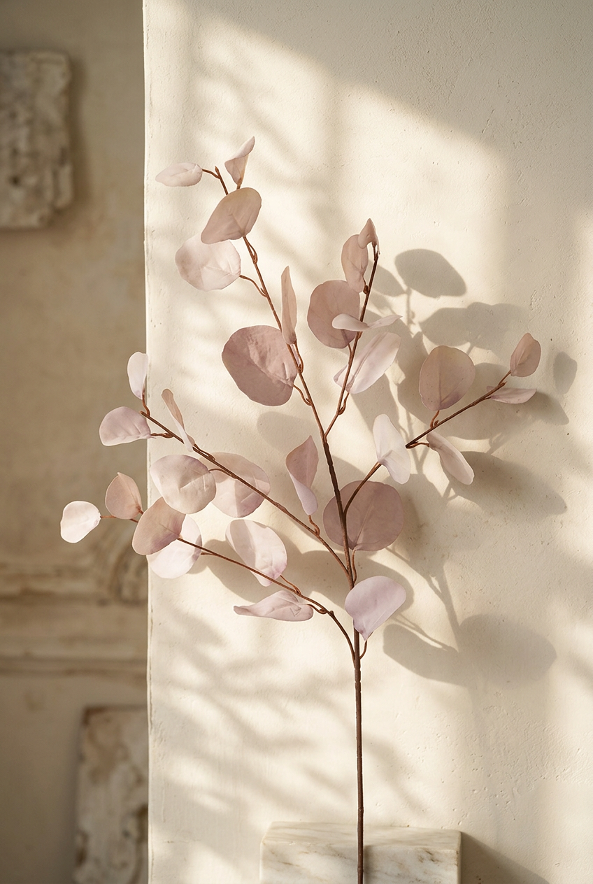 34.3" Autumn Faux Eucalyptus Branches for Fall Decor | Tall Artificial Greenery in 10 Colors Dusty Mauve | Artificial Greenery | Eco Perennial