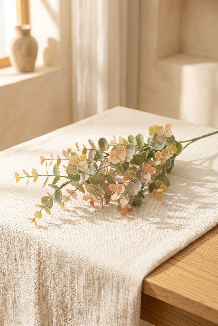 27.6" Real Touch Eucalyptus Stems | 3 Colors Autumn Amber | Artificial Greenery | Eco Perennial