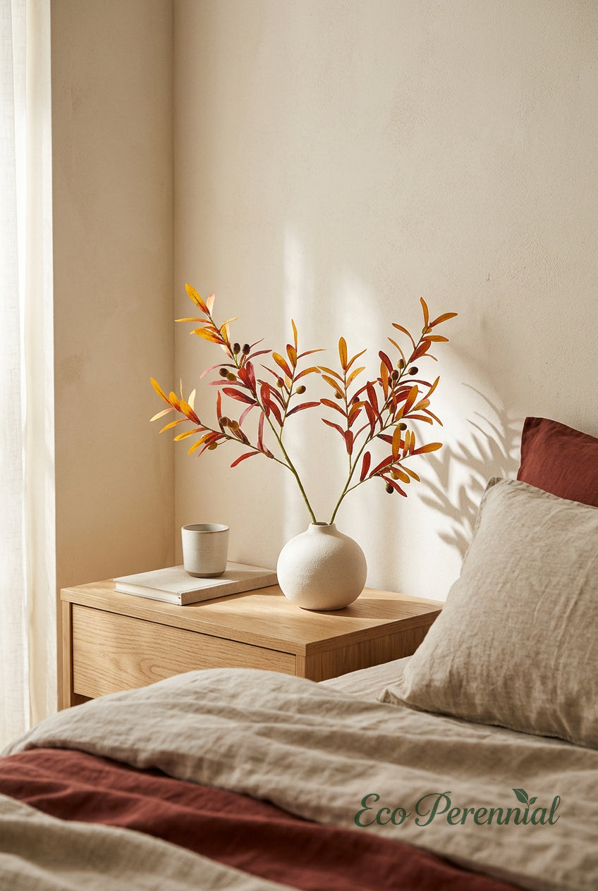 30" Faux Autumn Olive Branches with Fruit | Artificial Greenery | Eco Perennial