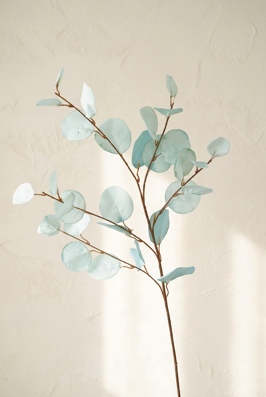 34.3" Autumn Faux Eucalyptus Branches for Fall Decor | Tall Artificial Greenery in 10 Colors Mist Blue | Artificial Greenery | Eco Perennial