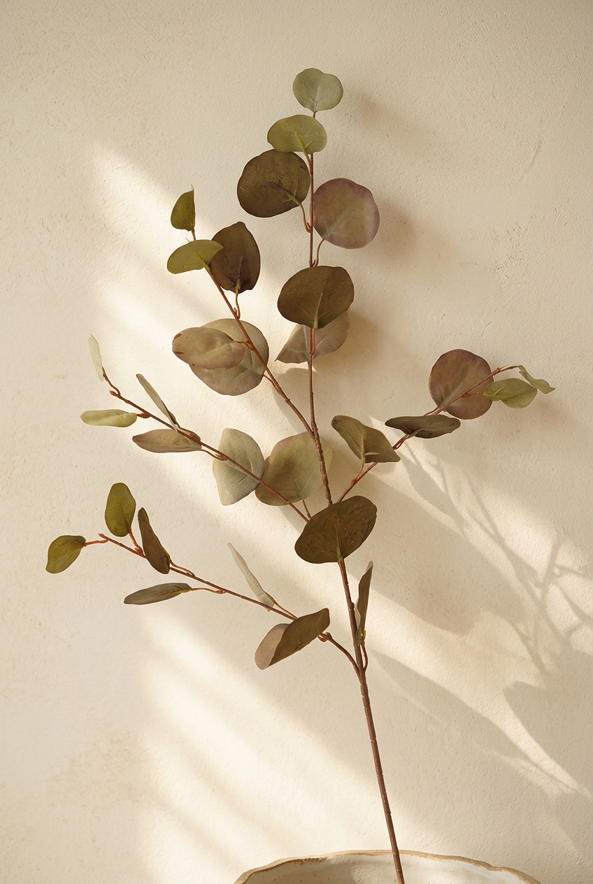 34.3" Autumn Faux Eucalyptus Branches for Fall Decor | Tall Artificial Greenery in 10 Colors Olive Green | Artificial Greenery | Eco Perennial