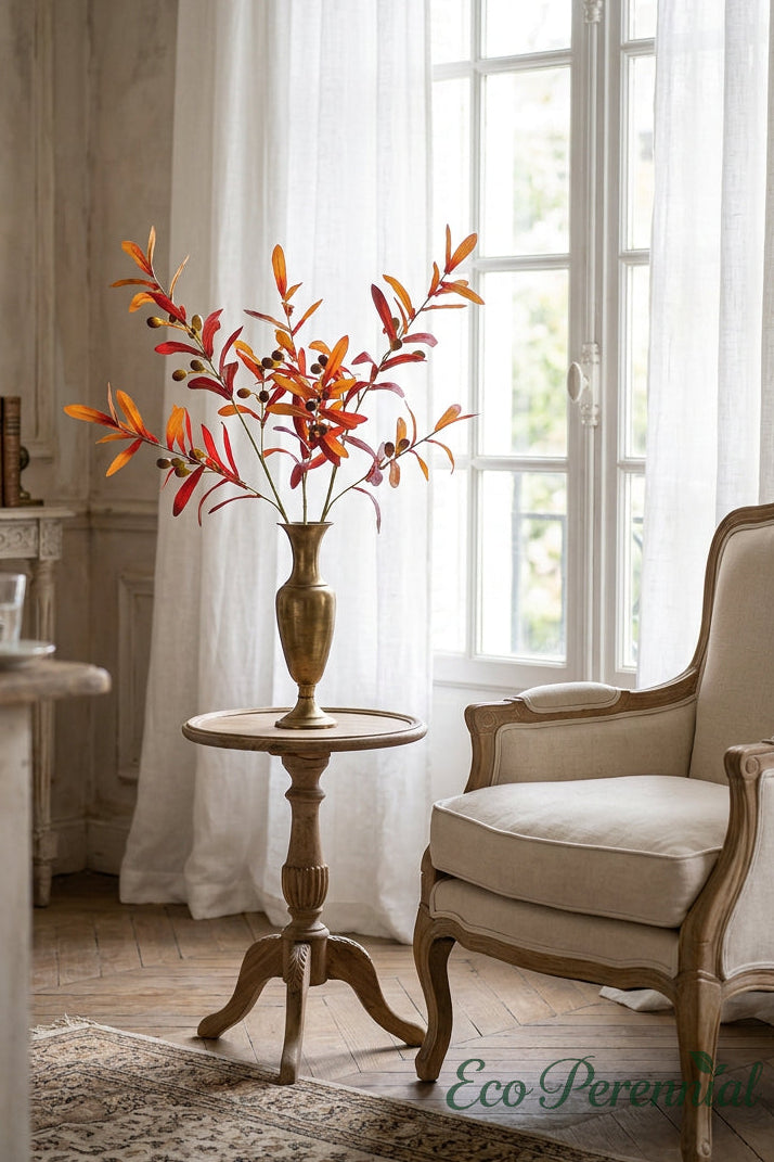 30" Faux Autumn Olive Branches with Fruit | Artificial Greenery | Eco Perennial