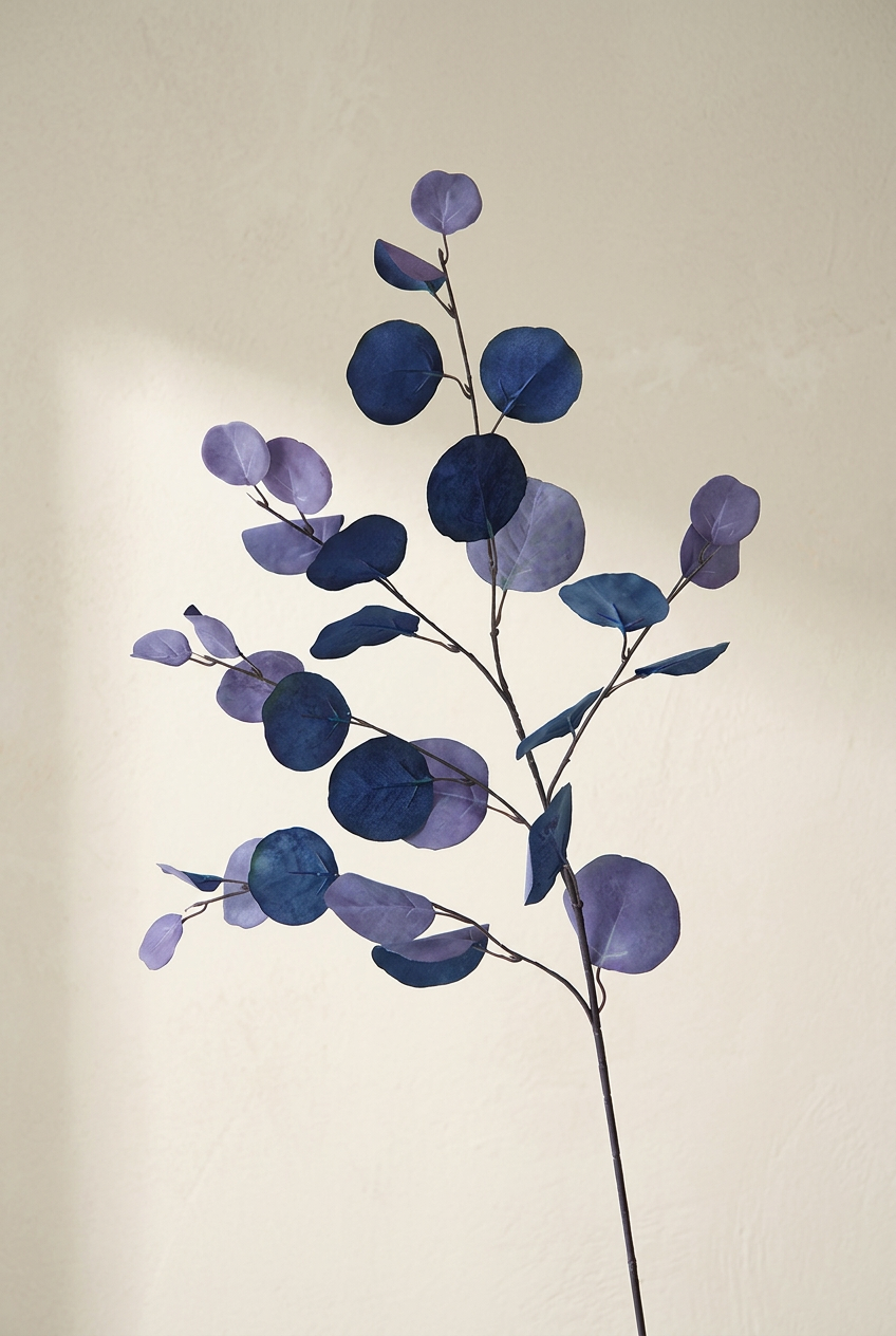 34.3" Autumn Faux Eucalyptus Branches for Fall Decor | Tall Artificial Greenery in 10 Colors Royal Blue | Artificial Greenery | Eco Perennial