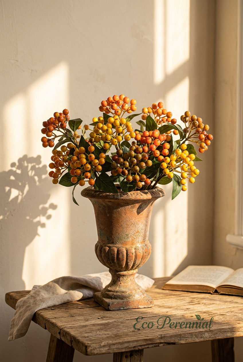 11.4" Petite Faux Berry Stems | 10 Colors | Artificial Greenery | Eco Perennial