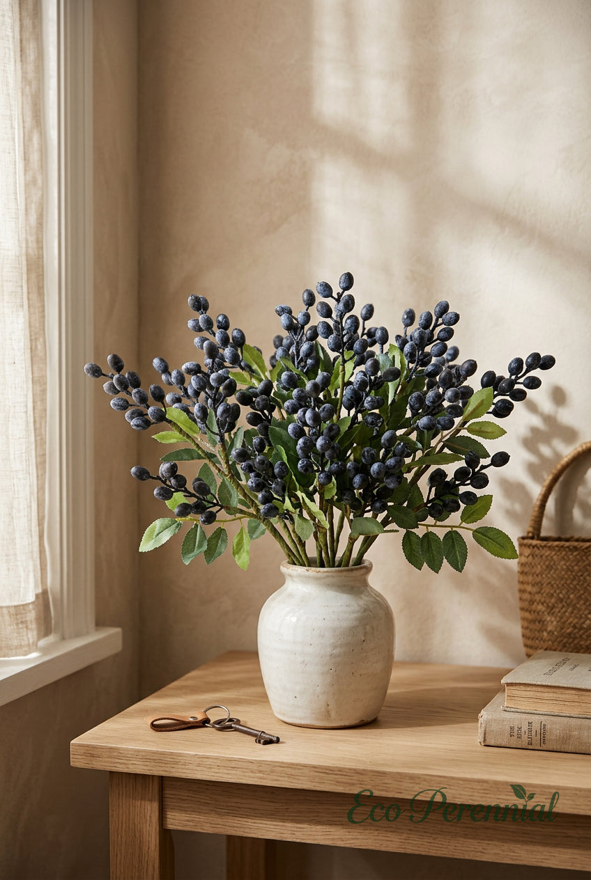 14.2" Petite Faux Berry Stems | 6 Colors | Artificial Greenery | Eco Perennial