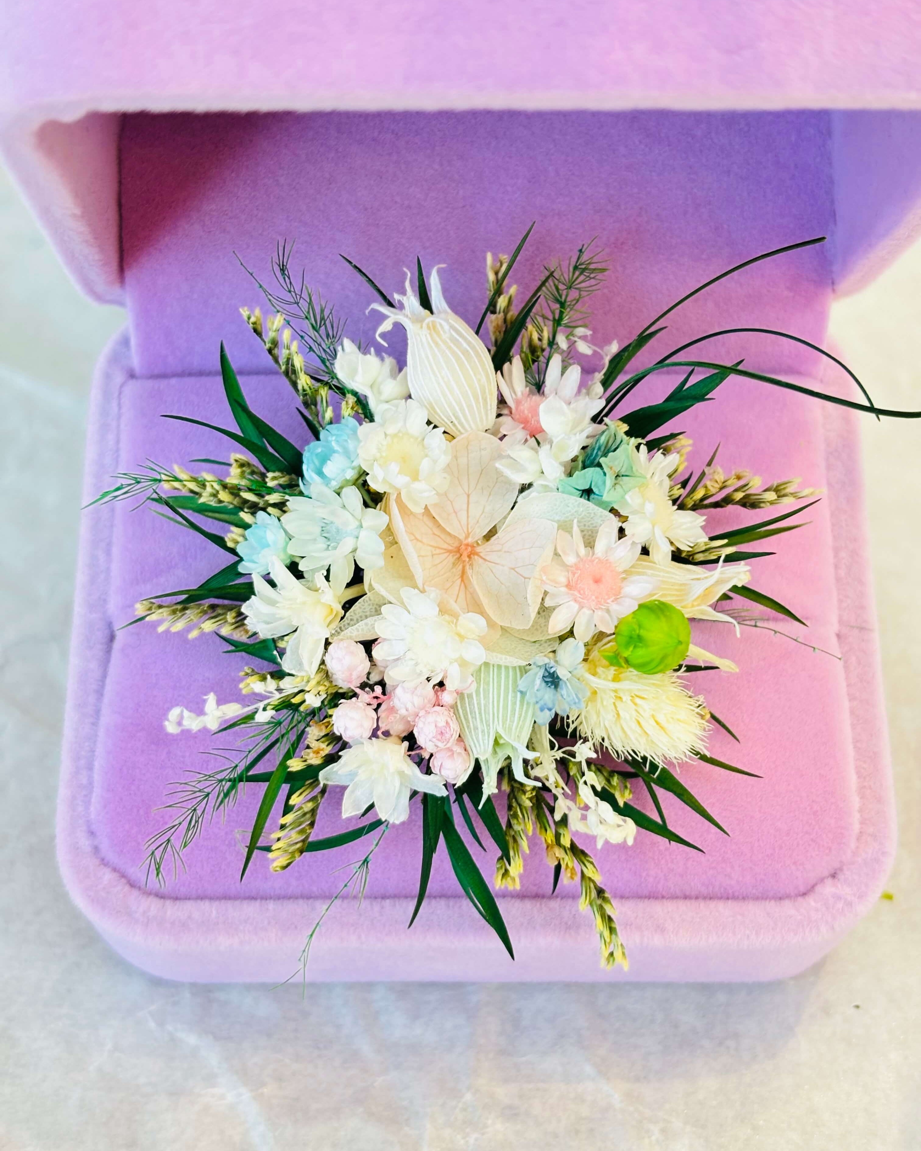 Blush Blue Meadow Preserved Flower Ring – Handcrafted Bridal Floral Jewelry | Jewelry | Eco Perennial
