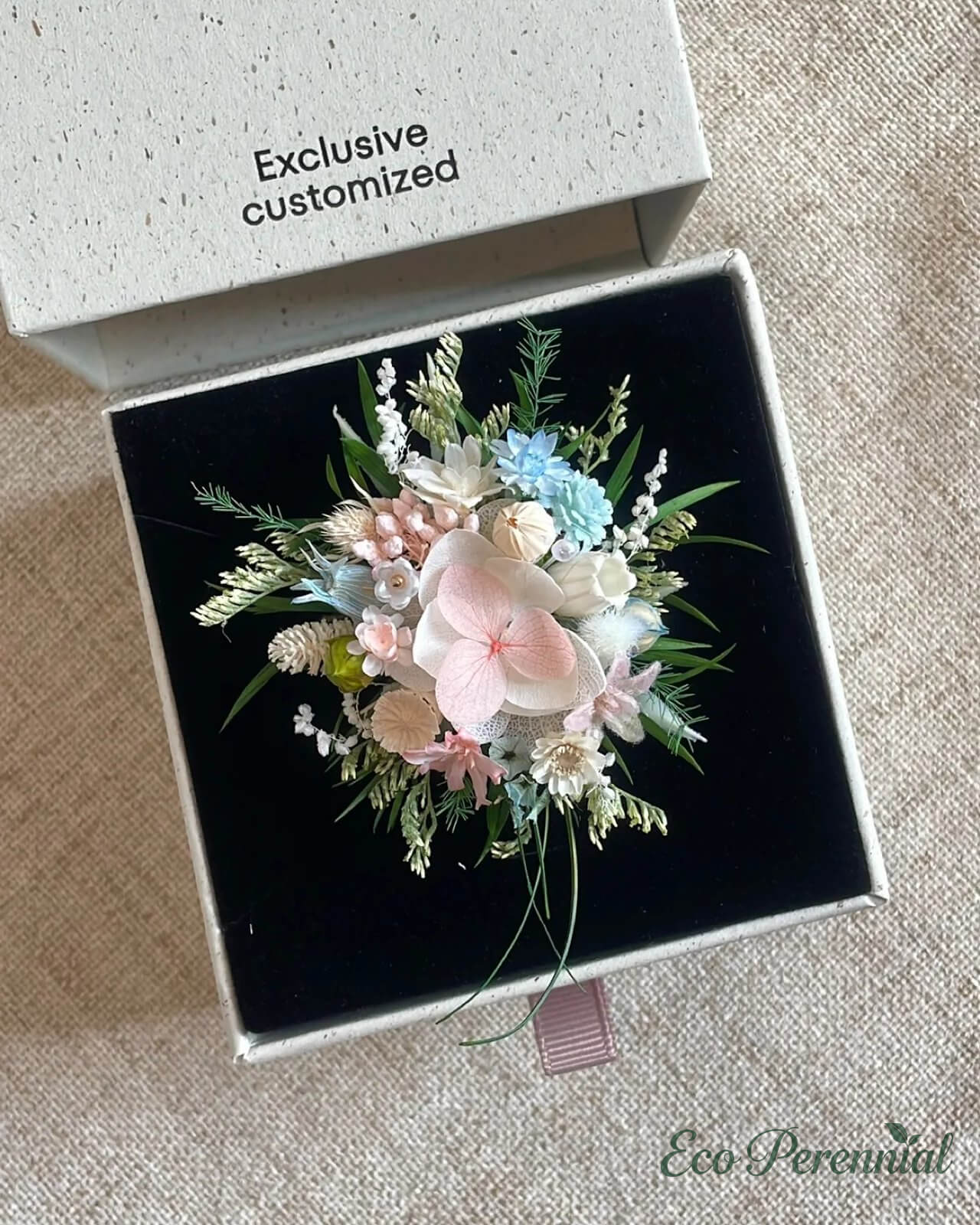 Blush Blue Meadow Preserved Flower Ring – Handcrafted Bridal Floral Jewelry | Jewelry | Eco Perennial
