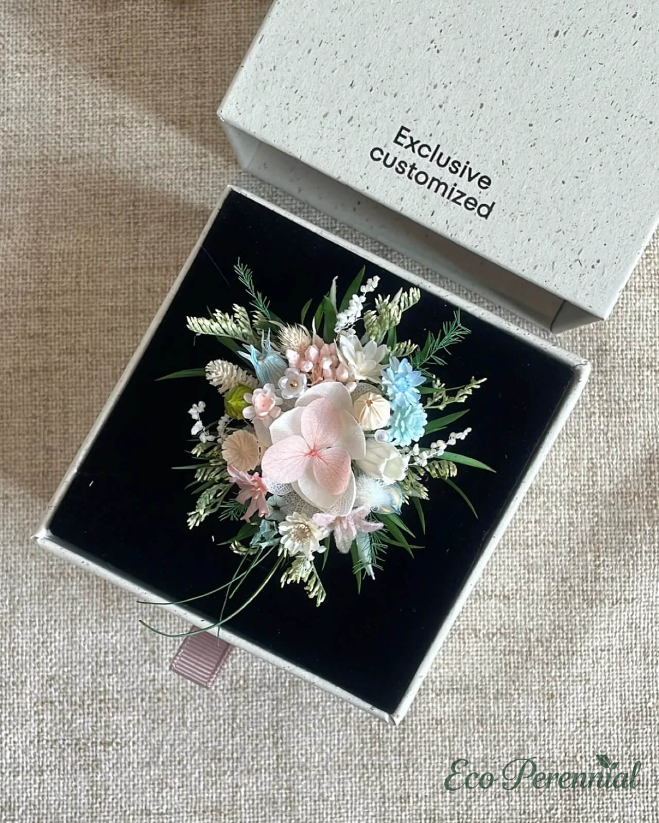 Blush Blue Meadow Preserved Flower Ring – Handcrafted Bridal Floral Jewelry | Jewelry | Eco Perennial