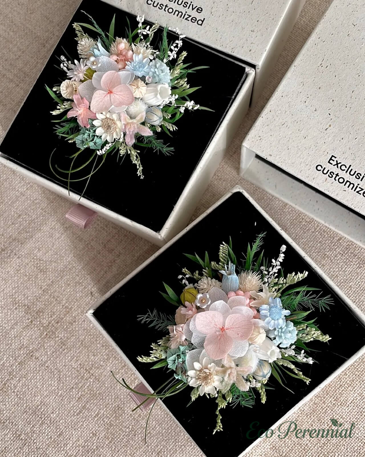 Blush Blue Meadow Preserved Flower Ring – Handcrafted Bridal Floral Jewelry | Jewelry | Eco Perennial
