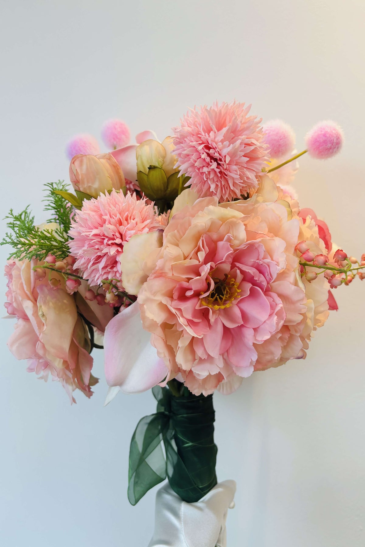 Blush Garden Faux Flower Bouquet | Pink Peony, Calla Lily & Iris | Eco Perennial | Artificial Flower Bouquet | Eco Perennial